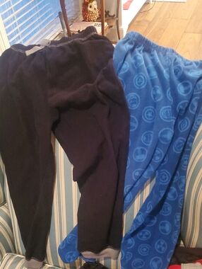 Kids Fleece Bottoms - Black and Blue Cozy Pull-On Pants